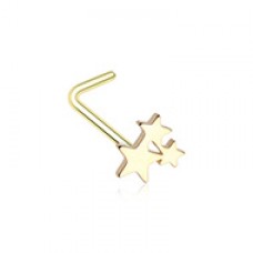 Golden Triple Star Steel Cut Icon L-Shaped Nose Ring