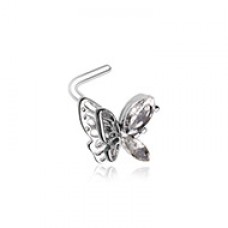 Sparkle Flutter Butterfly L-Shaped Nose Ring