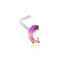 Moon Shaped Aurora Gem L-Shaped Nose Ring