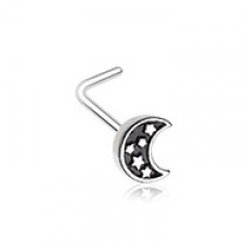 Midnight Moon & Stars L-Shaped Nose Ring