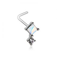 Illuminating Moonstone Diamond CZ L-Shaped Nose Ring
