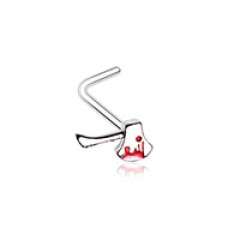 Bloody Axe Hatchet Goth L-Shaped Nose Ring