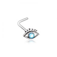 All Seeing Evil Eye Gem L-Shaped Nose Ring