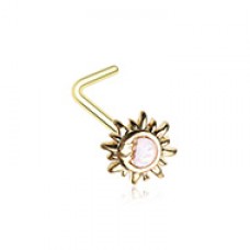 Golden Sun Crescent Moon L-Shaped Nose Ring