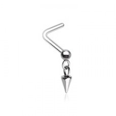 Ball & Chain Spike Dangle Gem L-Shape Nose Ring
