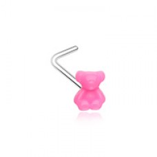 Pink Kawaii Teddy Bear L-Shaped Nose Ring