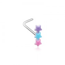 Pastel Kawaii Multi Star L-Shaped Nose Ring