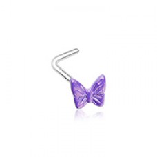 Kawaii Iridescent Butterfly L-Shaped Nose Ring