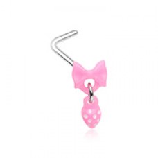 Kawaii Bow Heart Dangle  L-Shaped Nose Ring