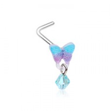 Kawaii Butterfly Dangle  L-Shaped Nose Ring