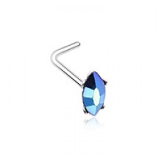 Dark Iridescent Marquis Shape Gem L-Shaped Nose Ring