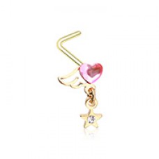 Golden Winged Heart Star L-Shaped Nose Ring