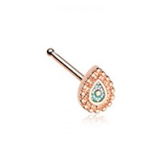 Rose Gold Sparkling Glitter Ornate Teardrop Nose Stud Ring