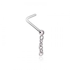 Gemmed Chainlink Dangle L-Shaped Nose Ring