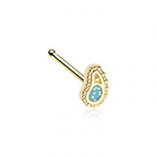 Golden Sparkling Ornate Paisley Nose Stud Ring