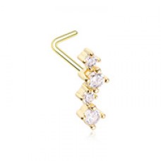 Golden Classic Zig Zag CZ L-Shape Nose Ring