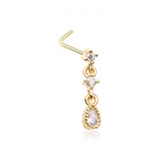 Golden Fairytale Drops CZ L-Shape Nose Ring