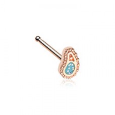 Rose Gold Sparkling Ornate Paisley Nose Stud Ring