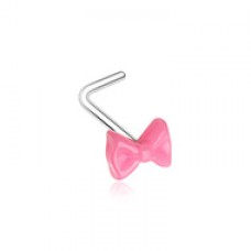 Cute Kawaii Pink Bow Ribbon L-Shaped Nose Ring