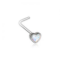 Heart Moonstone L-Shape Nose Ring