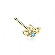 Golden Sparkling Ornate Lotus Nose Stud Ring