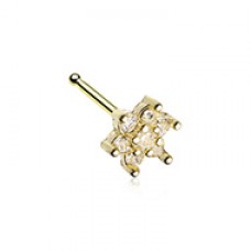 Golden Spring Flower Sparkle Prong Set Nose Stud Ring