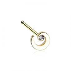 Golden Spiral Swirl Sparkle Nose Stud Ring