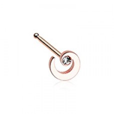 Rose Gold Spiral Swirl Sparkle Nose Stud Ring