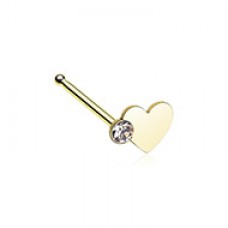 Golden Adorable Heart Sparkle Nose Stud Ring