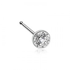 Round Ornate CZ Gem Nose Stud Ring