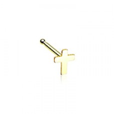 Golden Dainty Cross Icon Nose Stud Ring