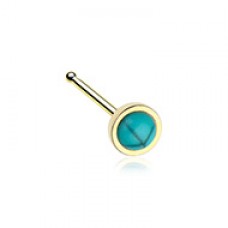 Golden Bezel Set Synthetic Turquoise Stone Nose Stud Ring