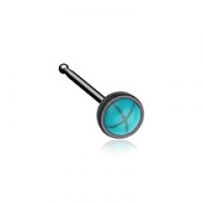 Black Bezel Set Synthetic Turquoise Stone Nose Stud Ring