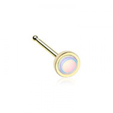 Golden Bezel Set Illuminating Mirror Reflecting Stone Nose Stud Ring