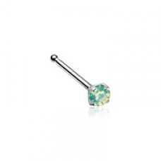 Prong Set Opalite Gem Top Steel Nose Stud Ring