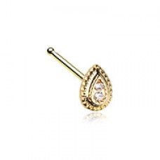 Golden Classic Ornate Teardrop Nose Stud Ring