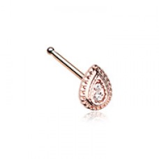 Rose Gold Classic Ornate Teardrop Nose Stud Ring