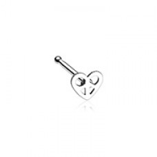 Dainty Peace Sign Heart Icon Nose Stud Ring