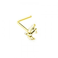 Golden Soaring Swallow L-Shape Nose Ring