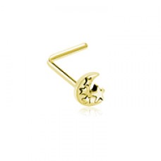 Golden Lunar Moon Star L-Shape Nose Ring