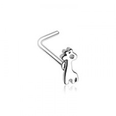 Dainty Baby Giraffe Calf L-Shape Nose Ring