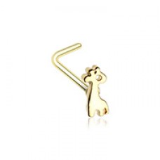 Golden Dainty Baby Giraffe Calf L-Shape Nose Ring