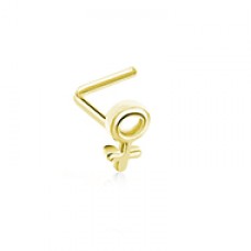 Golden Female Sign Gender Symbol L-Shaped Nose Ring