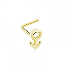 Golden Male Sign Gender Symbol L-Shape Nose Ring