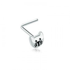 Kitty Cat Face L-Shape Nose Ring