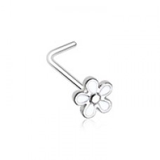 Plumeria Petal Flower L-Shape Nose Ring