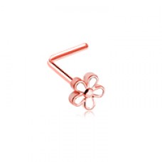 Rose Gold Plumeria Petal Flower L-Shape Nose Ring