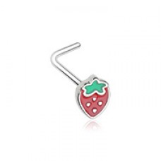 Leafy Strawberry L-Shape Nose Ring