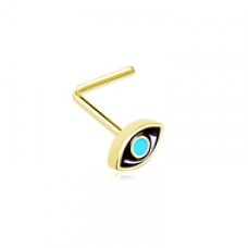 Golden Evil Eye L-Shape Nose Ring