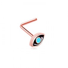 Rose Gold Evil Eye L-Shape Nose Ring